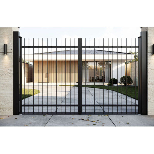Poarta auto batanta aluminiu 3000x1800 mm, model Light Straight, negru