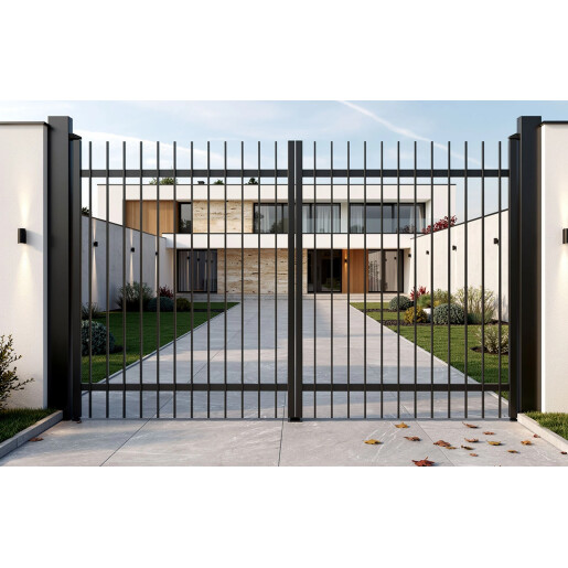 Poarta auto batanta aluminiu 3000x1800 mm, model Light Straight, negru