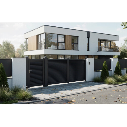 Set porti aluminiu 900x1800 + 3000x1800 mm, model Jaluzea Suprem, negru