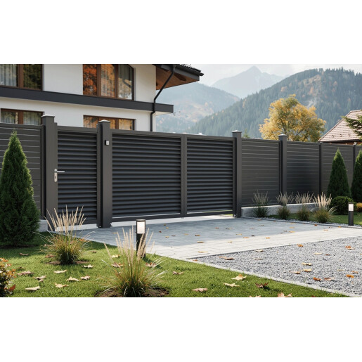 Set porti aluminiu 900x1800 + 3000x1800 mm, model Jaluzea Suprem, negru