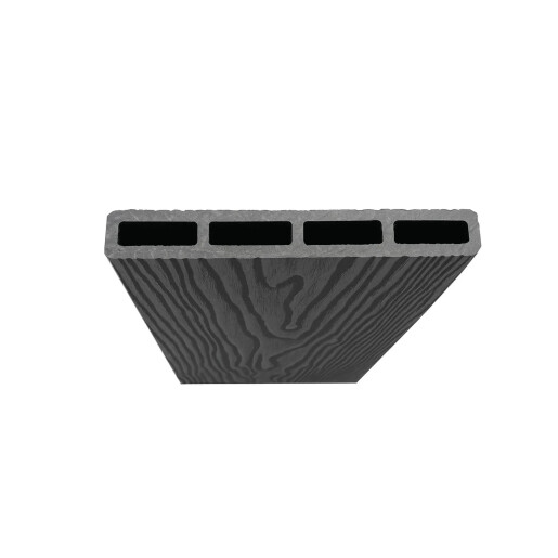 Placa Gard 3D Ambele Fete Textura Lemn WPC Gri Inchis, Dimensiune 150x20mm, Lungime 2m sau 4m