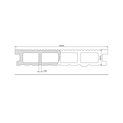 Placa Decking WPC Negru 146x24mm, L 3800mm, Gama ECO 3800 mm