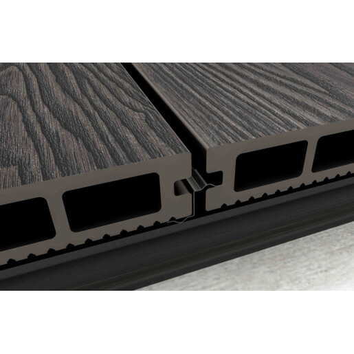 Placa deck terasa WPC 3D, tip pardoseala/dusumea WPC, 145x25 mm, maro linii periat 3800 mm