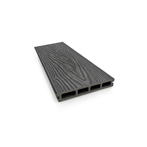 Placa deck terasa WPC 3D, tip pardoseala/dusumea WPC, 145x25 mm, gri antracit lemn 3800 mm