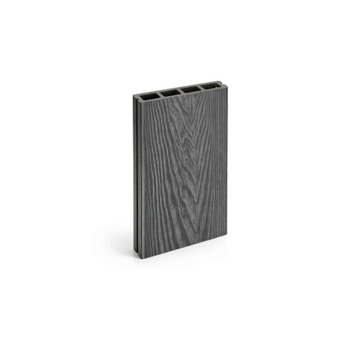 Placa deck terasa WPC 3D, tip pardoseala/dusumea WPC, 145x25 mm, gri antracit lemn 3800 mm