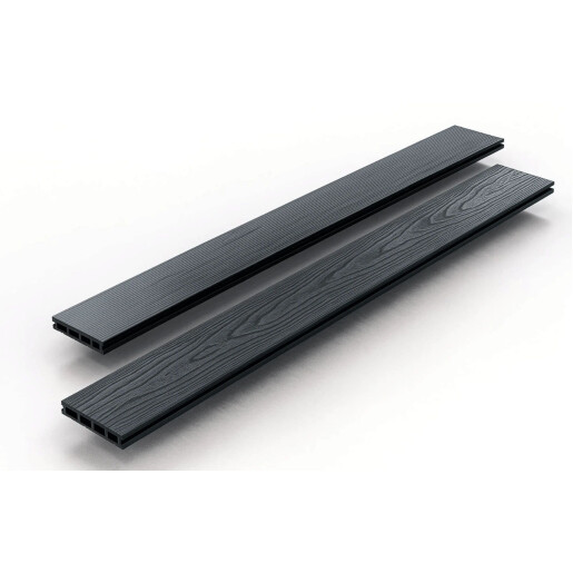 Placa deck terasa WPC 3D, tip pardoseala/dusumea WPC, 145x25 mm, gri antracit lemn 3800 mm