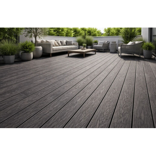Placa WPC decking antichizat /dungi WPC gri deschis, gol rotund Dimensiune: 146x22.8mm, Lungime: 3800mm
