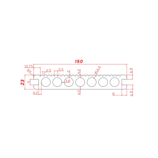 Placa WPC decking antichizat /dungi WPC gri deschis, gol rotund Dimensiune: 146x22.8mm, Lungime: 3800mm