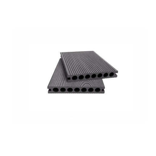 Placa Deck 3D Gri din WPC 150x23mm, L 3800mm, Structura cu Gol Rotund pentru Rezistenta Sporita