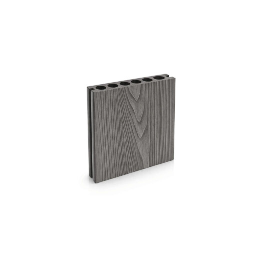 Placa Deck 3D Gri din WPC 150x23mm, L 3800mm, Structura cu Gol Rotund pentru Rezistenta Sporita