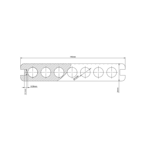 Placa Deck 3D Maro din WPC 145x24mm, L 3800mm, Structura cu Gol Rotund pentru Rezistenta Sporita.