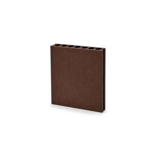 Placă Deck 3D cu 2 fete, din WPC 148x23mm, L 3800mm, Structura cu Gol Rotund pentru Rezistenta Sporita, o fata maro, o fata gri deschis