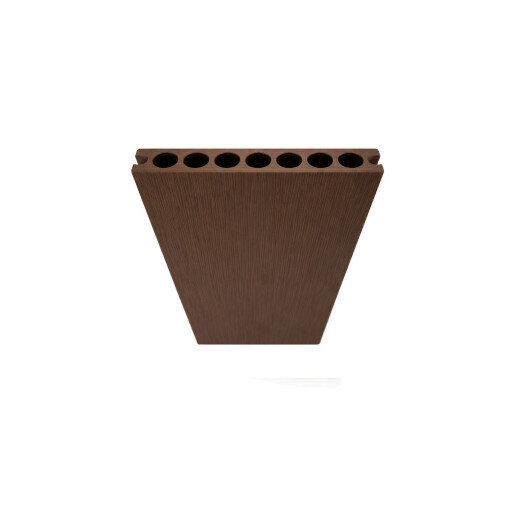 Placă Deck 3D cu 2 fete, din WPC 148x23mm, L 3800mm, Structura cu Gol Rotund pentru Rezistenta Sporita, o fata maro, o fata gri deschis