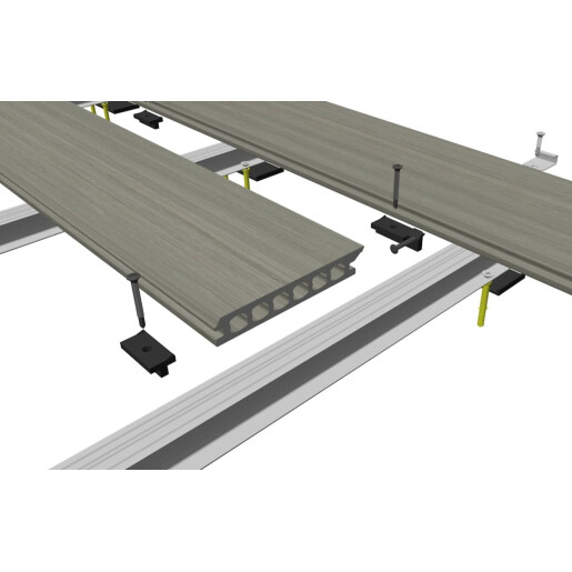 Placa deck terasa WPC PREMIUM, tip pardoseala/dusumea WPC, placa co extrudata, 145x22mm, gri lemn, model No Gap 3800 mm