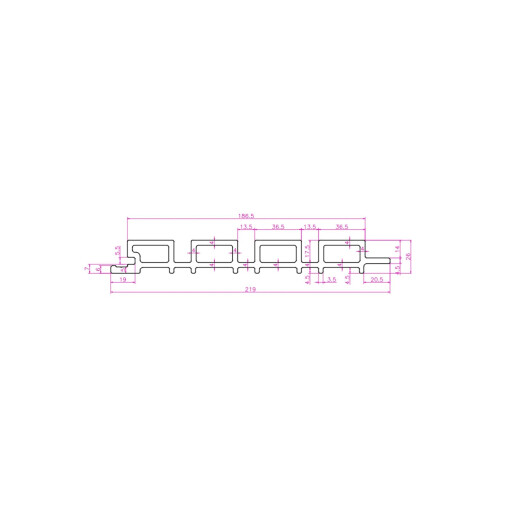 Riflaj WPC canelat negru, Dimensiune: 219x26mm, Lungime 3600mm