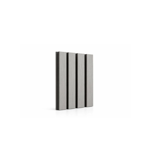 Riflaj WPC coextrudat canelat gri deschis pe fond negru, Dimensiune: 219x26mm, Lungime 3600mm
