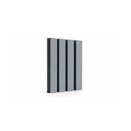 Riflaj WPC coextrudat canelat gri inchis pe fond negru, Dimensiune: 219x26mm, Lungime 3600mm