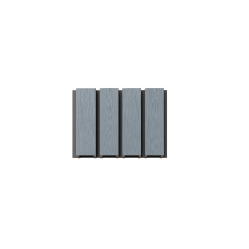 Riflaj WPC coextrudat canelat gri inchis pe fond negru, Dimensiune: 219x26mm, Lungime 3600mm