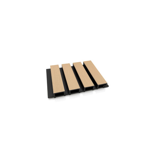Riflaj WPC coextrudat canelat maro artar pe fond negru, Dimensiune: 219x26mm, Lungime 3600mm