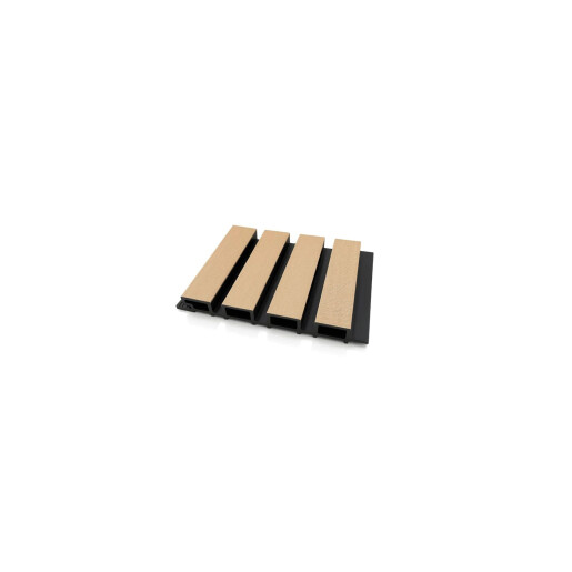 Riflaj WPC coextrudat canelat maro artar pe fond negru, Dimensiune: 219x26mm, Lungime 3600mm