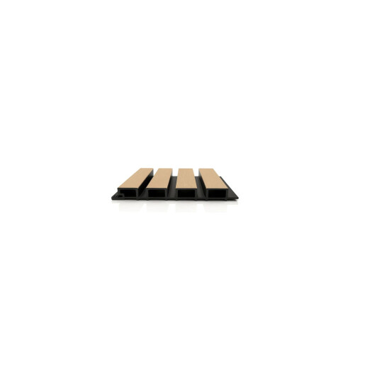 Riflaj WPC coextrudat canelat maro artar pe fond negru, Dimensiune: 219x26mm, Lungime 3600mm