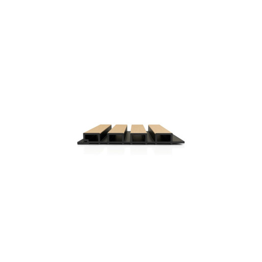 Riflaj WPC coextrudat canelat maro artar pe fond negru, Dimensiune: 219x26mm, Lungime 3600mm