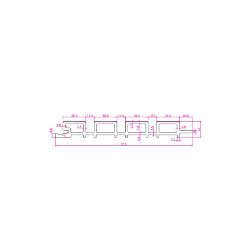 Riflaj WPC coextrudat canelat maro artar pe fond negru, Dimensiune: 219x26mm, Lungime 3600mm