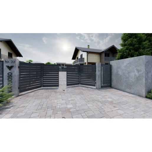 Gard WPC Cu Placaj Ares Aluminiu, Hard Strips