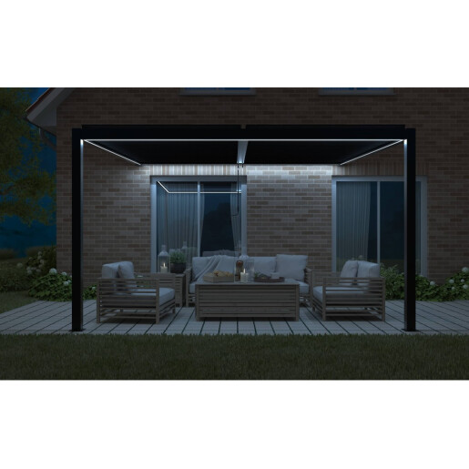 Pergola X Bioclimatica, Pavilion cu prindere pe casa, Premium, Aluminiu