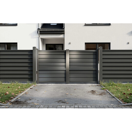 Poarta auto batanta aluminiu 3000x1800 mm, model Baldur, gri antracit