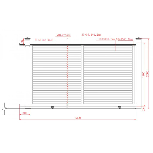 Poarta culisanta aluminiu 3000x1800 mm, model Jaluzea Suprem, gri antracit