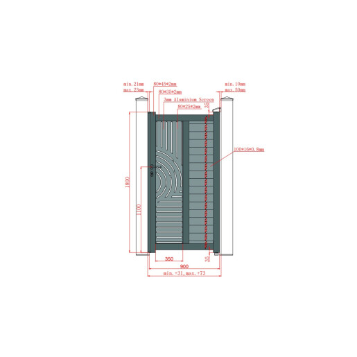 Poarta pietonala aluminiu 900x1800 mm, model Sahara, gri antracit