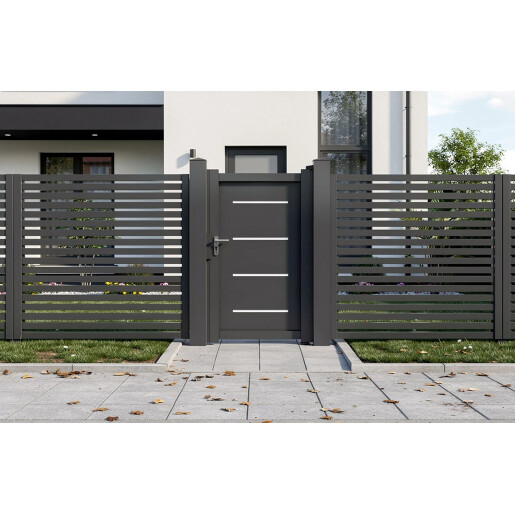 Poarta pietonala aluminiu 900x1800 mm, model Thor, gri antracit