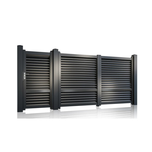 Set porti aluminiu 900x1800 + 3000x1800 mm, model Jaluzea ranforsata, gri antracit