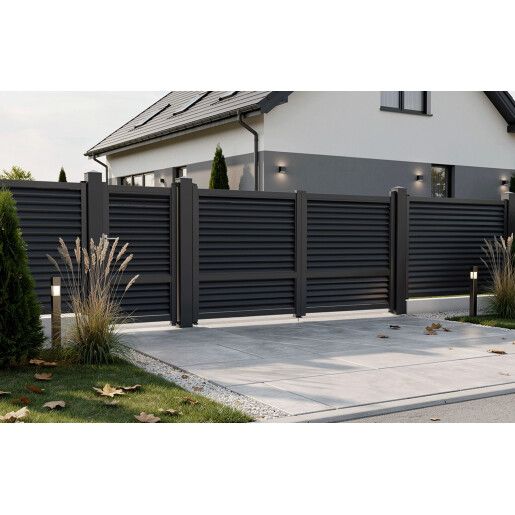 Set porti aluminiu 900x1800 + 3000x1800 mm, model Jaluzea ranforsata, gri antracit