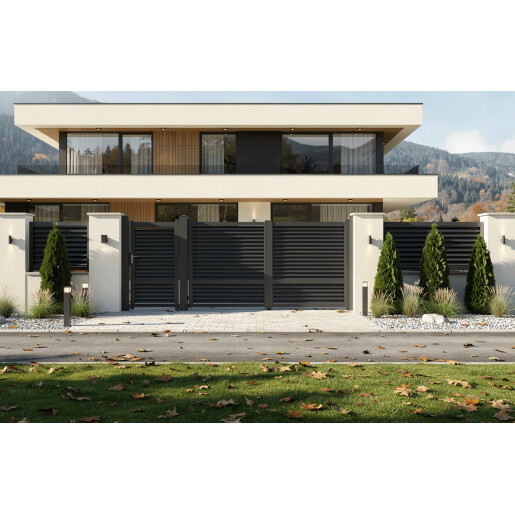 Set porti aluminiu 900x1800 + 3000x1800 mm, model Jaluzea ranforsata, gri antracit