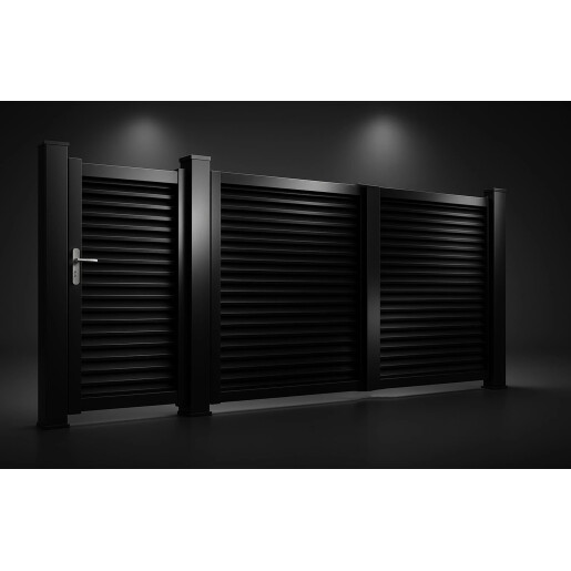 Poarta pietonala aluminiu 900x1800 mm, model Jaluzea Suprem, negru