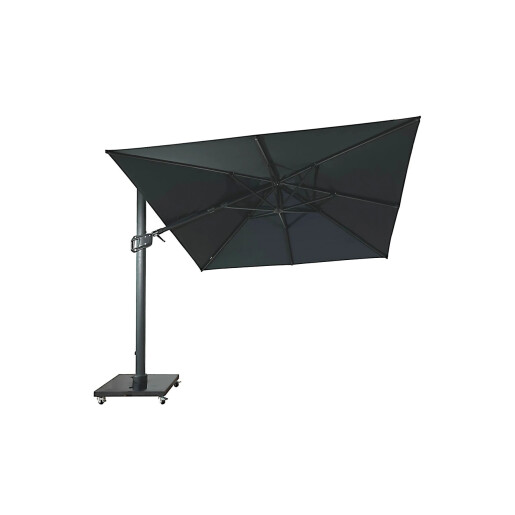 Umbrela de soare 3x3 m, aluminiu, pliabila, gri antracit, suport de granit inclus