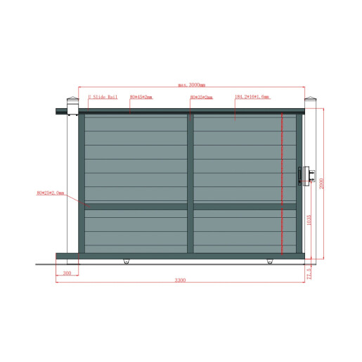Poarta culisanta aluminiu 3000x2000 mm, model Baldur, gri antracit