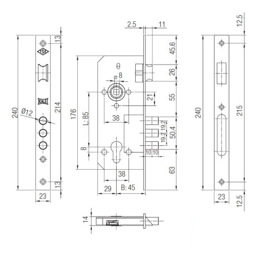 152-3MR Broasca Kale pentru usa metalica