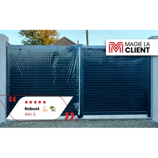 Poarta auto batanta aluminiu 3000x1800 mm, model Jaluzea Suprem, gri antracit