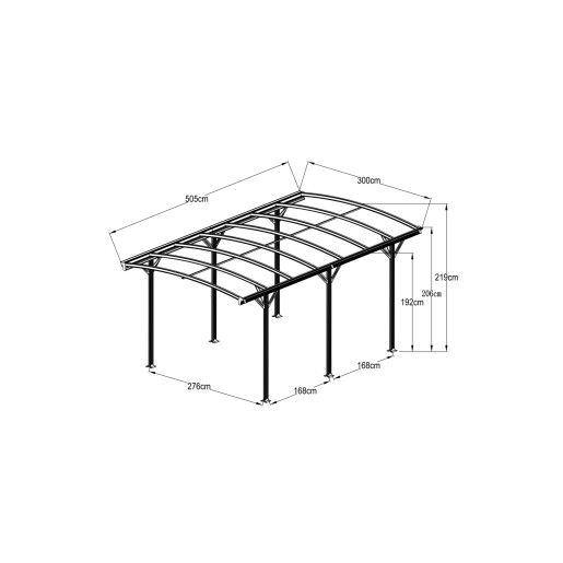 Copertina auto Omega, carport aluminiu cu policarbonat, 3000x5050 mm, gri antracit