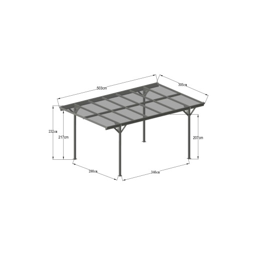 Copertina auto Alfa, carport aluminiu cu policarbonat, 3050x5030 mm, gri antracit