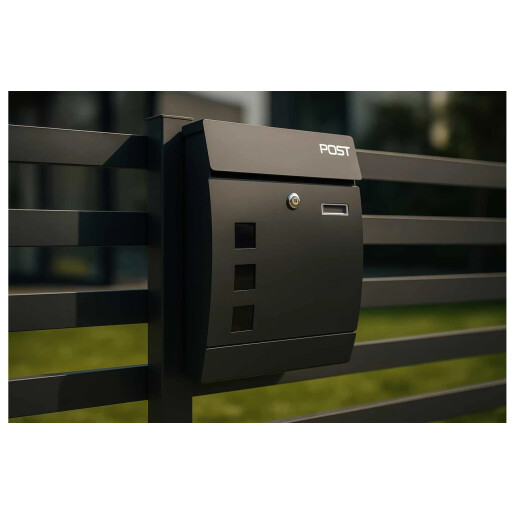 Cutie postala otel zincat, Design Modern, Negru