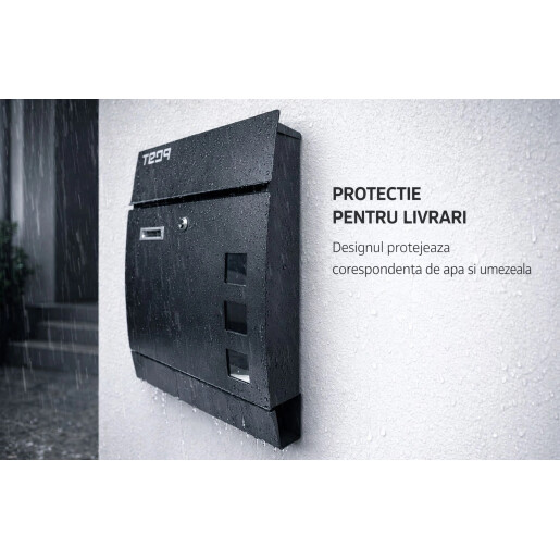 Cutie postala otel zincat, Design Modern, Negru