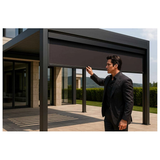 Plasa Umbrire Anti-UV pentru Pergola, 4000x2500mm, Dimensiune 3770x2288mm, Cadru Gri RAL 7016