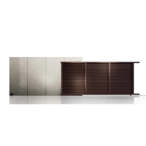 Poarta culisanta aluminiu 3000x1800 mm, model Jaluzea Suprem, maro