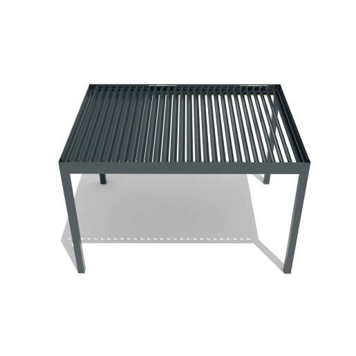 Pergola SUPREME din Aluminiu, Acoperis Reglabil cu Spuma Poliuretanica, Actionare Electrica, Senzor de Ploaie si LED, 3000x4000mm, Gri RAL 7016