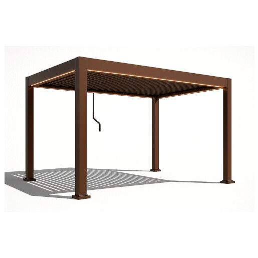 Pergola Bioclimatica X 2.0, Aluminiu, 3x4m, LED Lumina Calda, Maro
