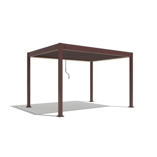 Pergola Bioclimatica X 2.0, Aluminiu, 4x4m, LED Lumina Calda, Maro